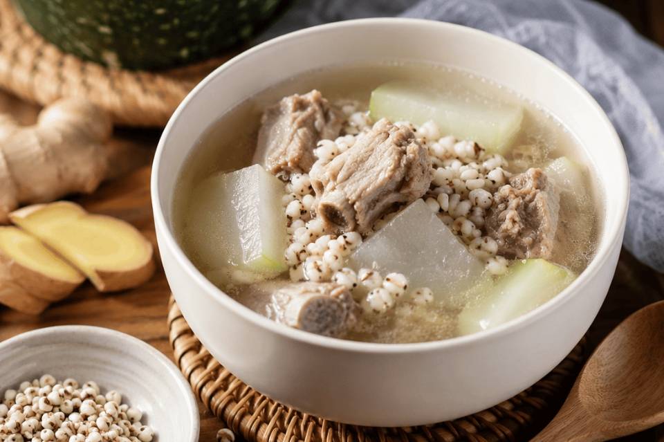 冬瓜薏米汤，适合夏天餐桌上的清爽味
