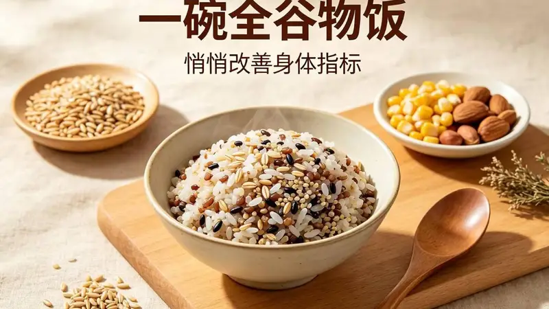 把米饭换成全谷物后,这些指标都变好了!