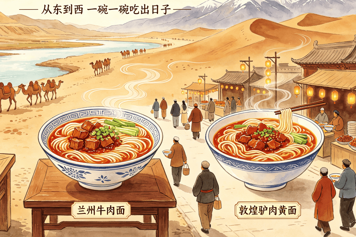 甘肃面食小吃地图 —— 从牛肉面到酿皮
