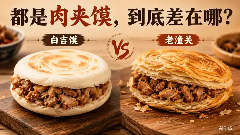 白吉馍肉夹馍和老潼关肉夹馍，看着相似，口感有什么不同？