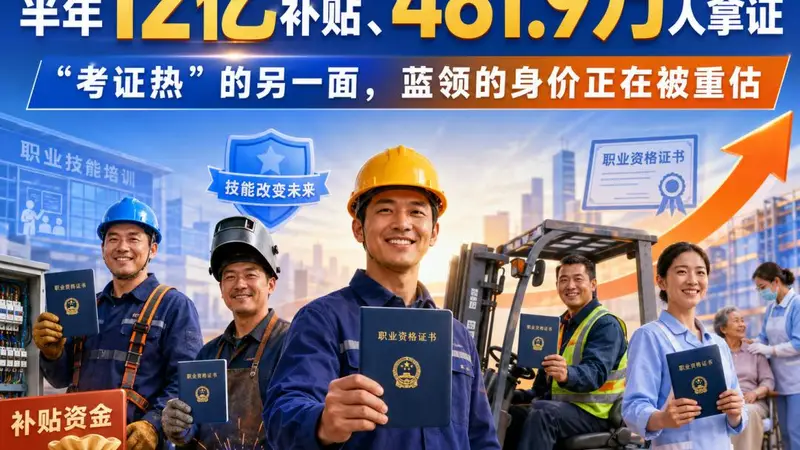 半年12亿补贴、481.9万人拿证:“考证热”的另一面,蓝领的身价正在被重估