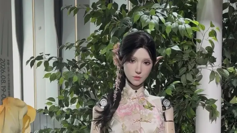 国风穿搭面容精致！最美机器人亮相展会：脸部皮肤7年不变质