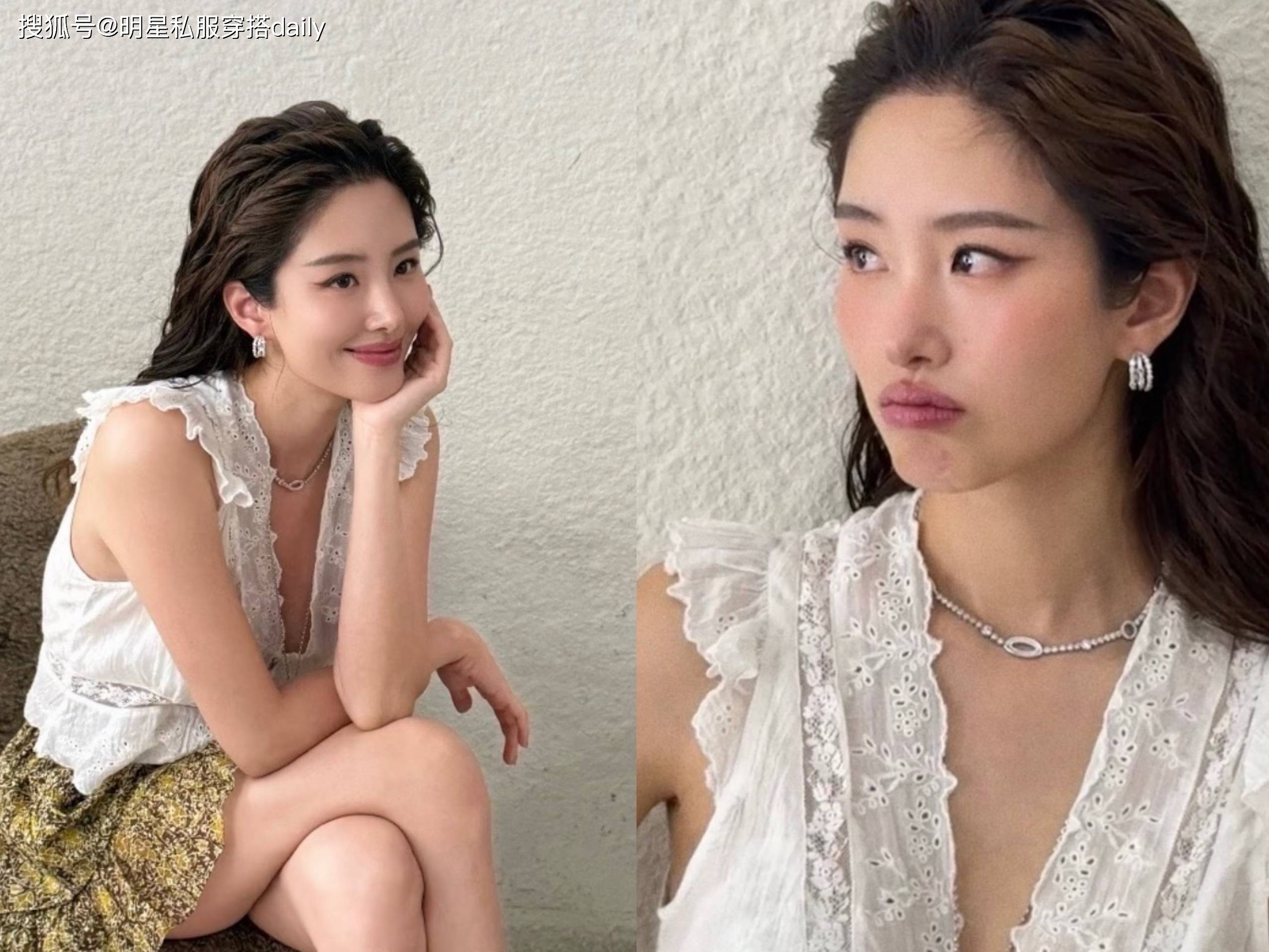 杨采钰当妈后“穿衣更放得开”！荷叶边短上衣搭碎花裙，慵懒时尚