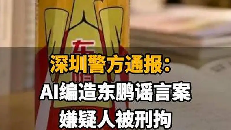 【深圳警方通报:AI编造东鹏谣言案,嫌疑人被刑拘,东鹏饮料一周市值蒸发70亿】