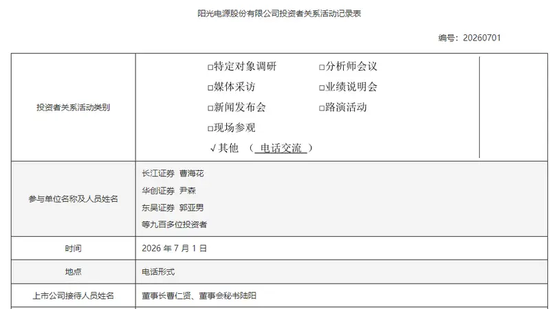 直面市场关切 阳光电源举行电话交流会