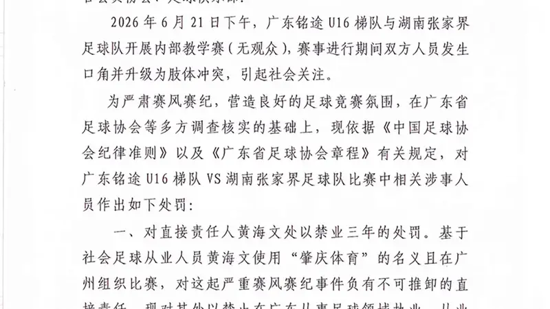 14岁小球员遭张家界足球队殴打，广东足协、湖南足协：多人被处罚