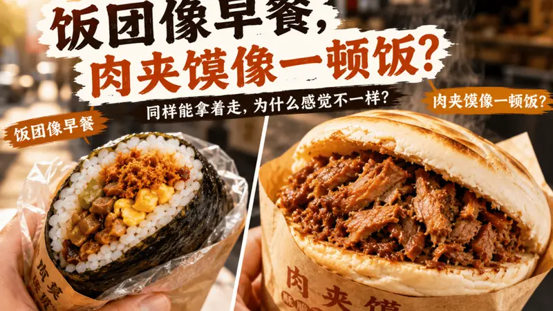 同样能拿着走,为什么饭团像早餐,肉夹馍更像一顿正餐?